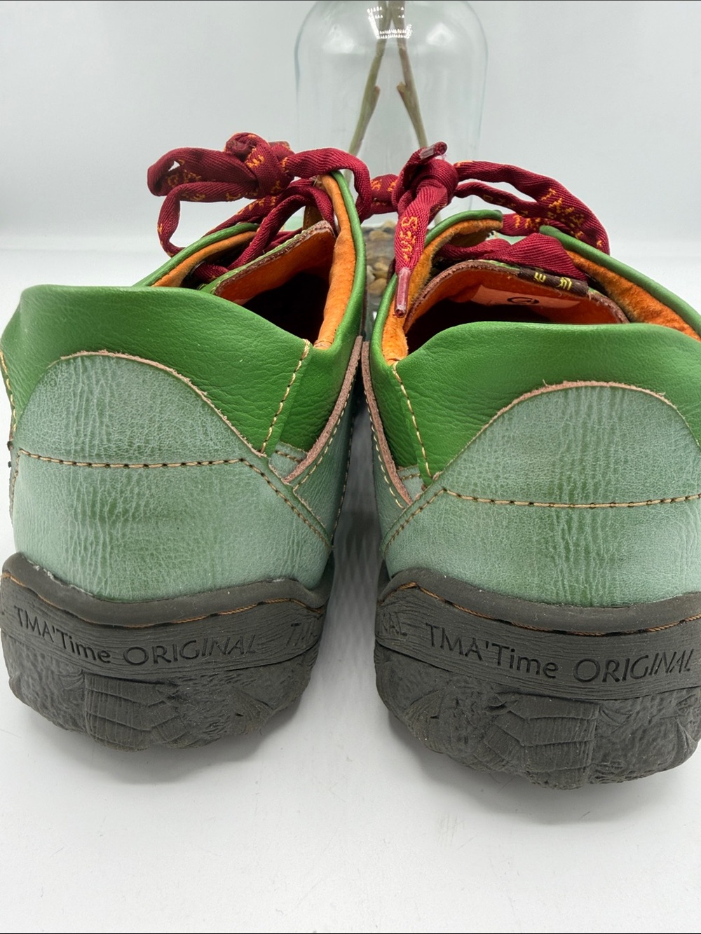 TMA Eyes Green Two-Tone Casual Sneakers with Red Laces - Picture 6 of 9